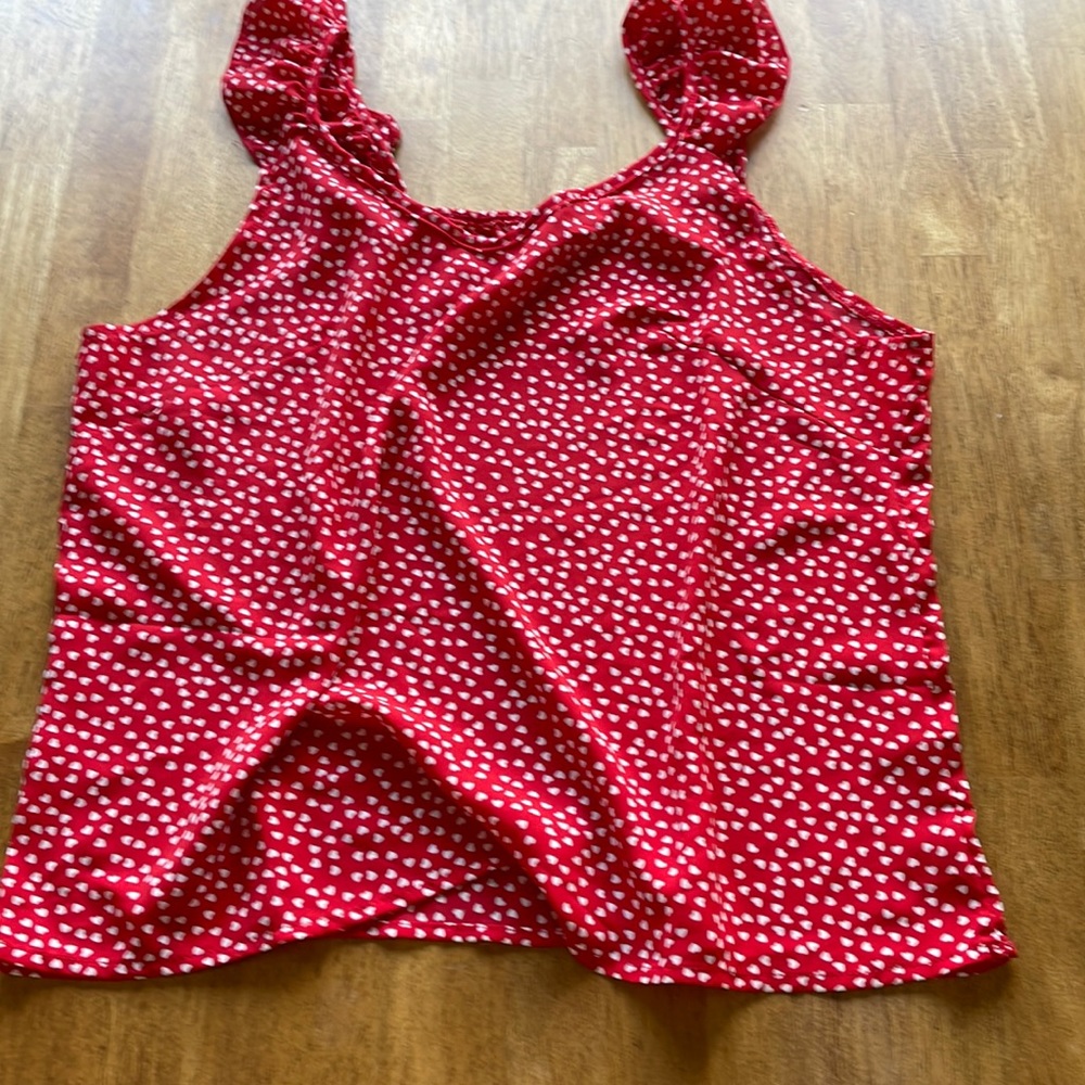 Red polka dot sleeveless top